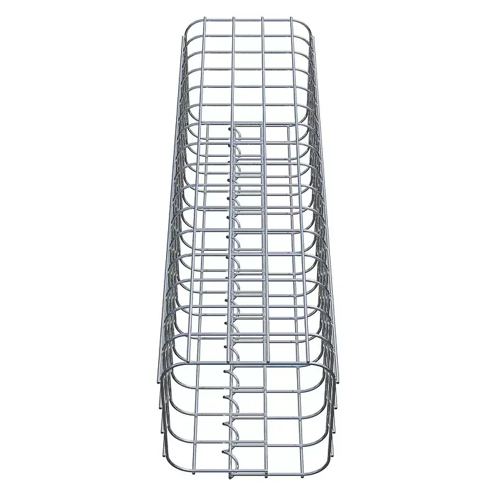 Gabiona Gabionensäule - 22 x 80 cm, Stahl, Maschenbreite: 50 mm, Maschenhöhe: 50 mm - Rechteckige Kabelrinne aus silbernem Metallgeflecht für die Kabelführung.