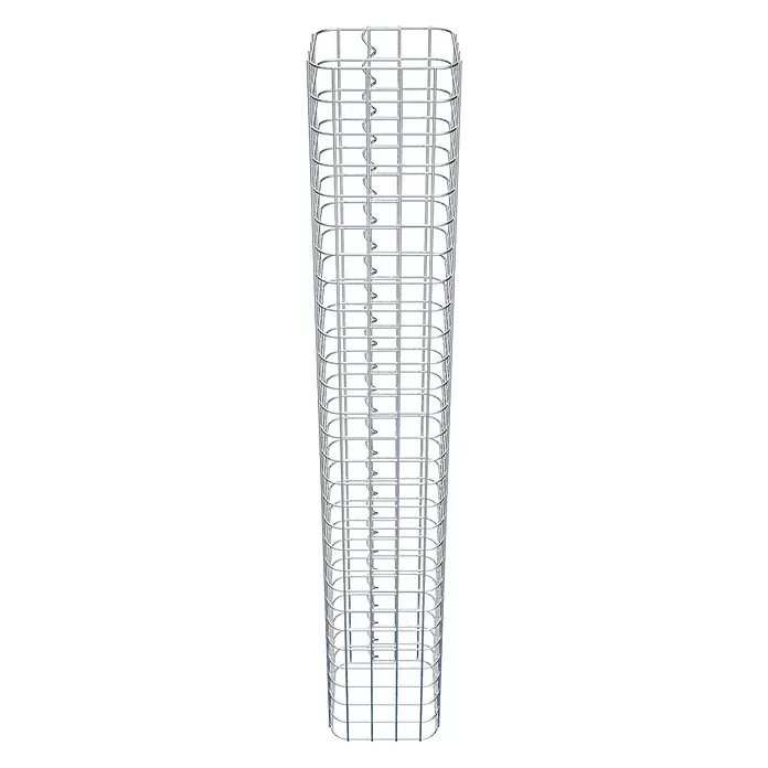 Gabiona Gabionensäule - 22 x 22 x 140 cm, Stahl, Maschenbreite: 50 mm, Maschenhöhe: 50 mm - Rechteckiger Bewehrungskorb aus silbernen Metallstäben mit inneren Spiralen.