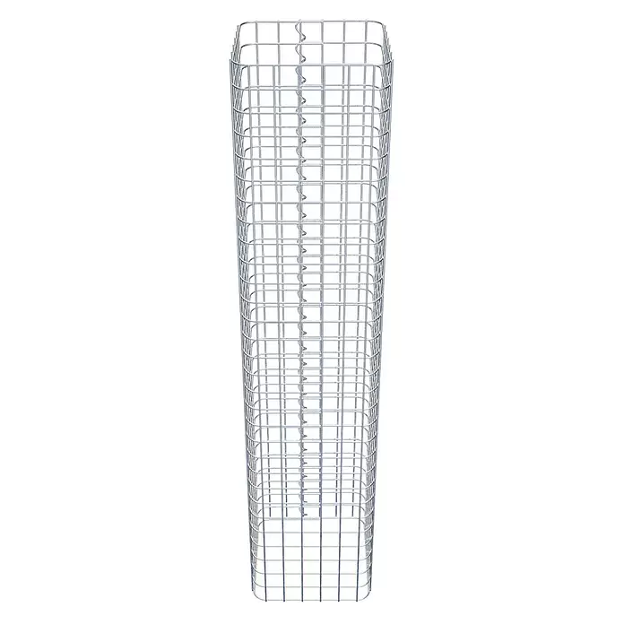 Gabiona Gabionensäule - 32 x 32 x 150 cm, Stahl, Maschenbreite: 50 mm, Maschenhöhe: 50 mm - Hoher rechteckiger Gabionenkorb aus silbernem Metalldraht, zum Befüllen mit Steinen für den Garten- und Landschaftsbau.
