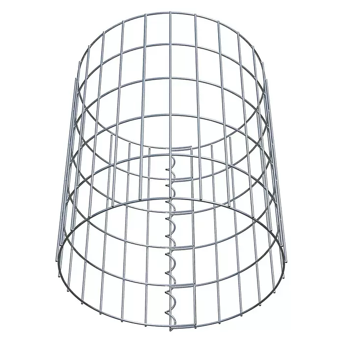 Gabiona Gabionensäule - Durchmesser: 42 cm, Höhe: 50 cm, Stahl, Maschenbreite: 50 mm, Maschenhöhe: 100 mm - Zylindrischer silbergrauer Drahtgitter-Gabionenkorb mit innerem spiralförmigem Stabilisierungsdraht.