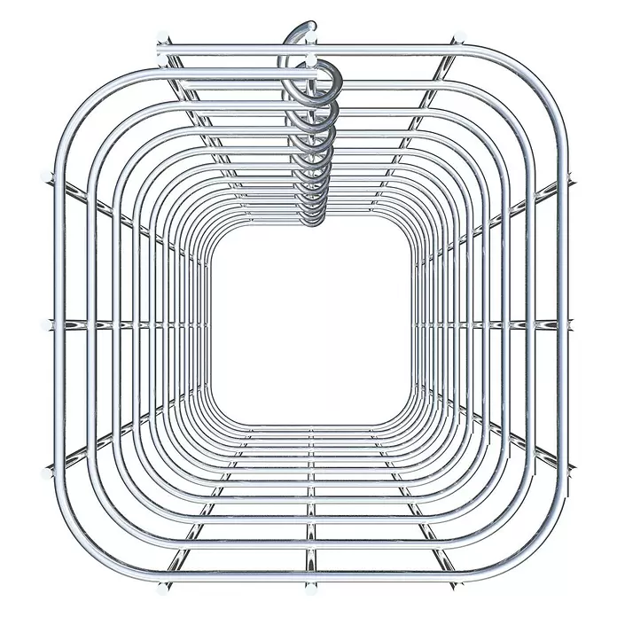 Gabiona Gabionensäule - 17 x 17 x 50 cm, Stahl, Maschenbreite: 50 mm, Maschenhöhe: 50 mm - Glänzendes silbernes Metallgestell mit Gitterdesign und abgerundeten Ecken.