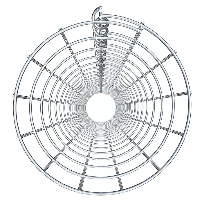 Gabiona Gabionensäule - Durchmesser: 22 cm, Höhe: 210 cm, Stahl, Maschenbreite: 50 mm, Maschenhöhe: 100 mm - Glänzender silbener zylindrischer Metallkäfig mit einer Spirale im Inneren.