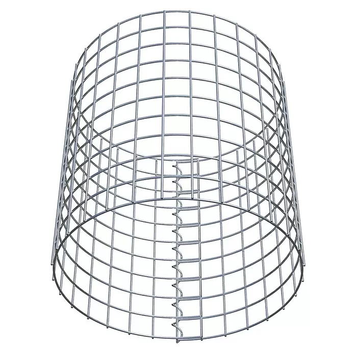 Gabiona Gabionensäule - Durchmesser: 47 cm, Höhe: 50 cm, Stahl, Maschenbreite: 50 mm, Maschenhöhe: 50 mm - Silberner Drahtgitterzylinder mit innerer Spiralstütze.