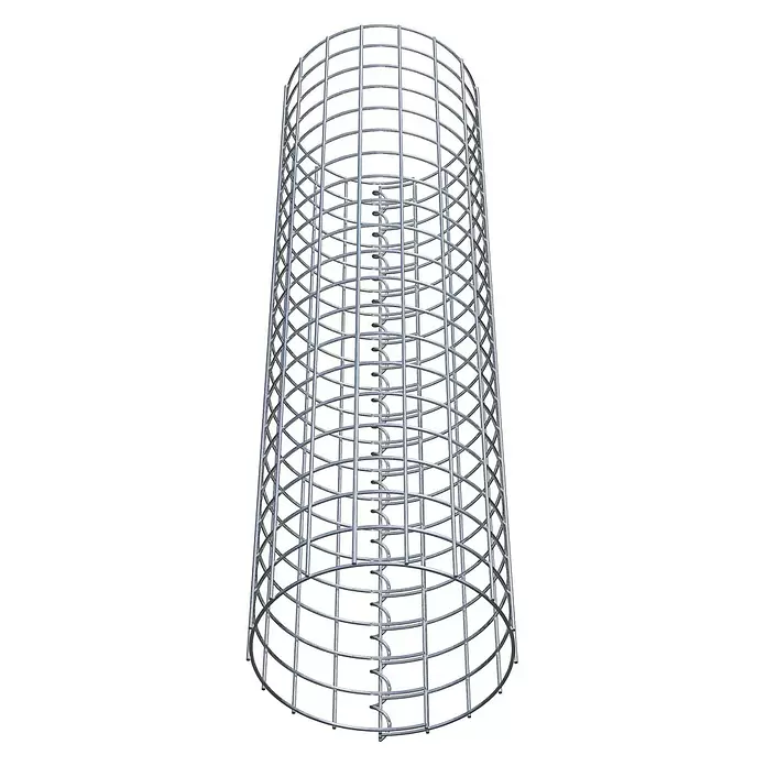 Gabiona Gabionensäule - Durchmesser: 27 cm, Höhe: 100 cm, Stahl, Maschenbreite: 50 mm, Maschenhöhe: 50 mm - Zylindrischer silberner Metall-Bewehrungskorb mit interner Spiralstütze.