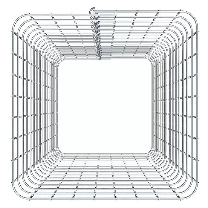 Gabiona Gabionensäule - 42 x 80 cm, Stahl, Maschenbreite: 50 mm, Maschenhöhe: 50 mm - Silberner Drahtgitterrahmen aus Metall, quadratisch mit abgerundeten Ecken und Aufhänger oben.