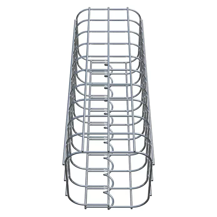 Gabiona Gabionensäule - 17 x 17 x 50 cm, Stahl, Maschenbreite: 50 mm, Maschenhöhe: 50 mm - Länglicher, silberfarbener Metallgitterkorb mit abgerundeten Ecken.