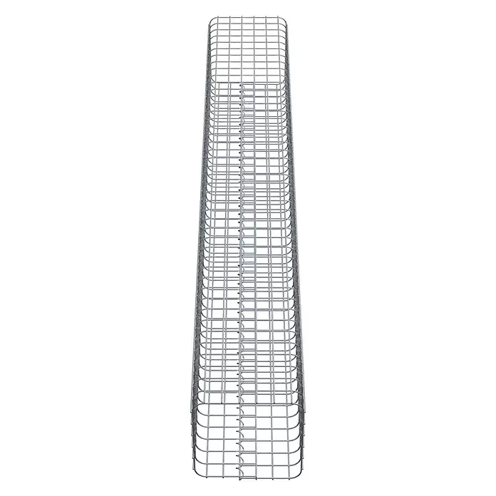 Gabiona Gabionensäule - 32 x 32 x 220 cm, Stahl, Maschenbreite: 50 mm, Maschenhöhe: 50 mm - Länglicher, silberfarbener Drahtgitterkorb, eine rechteckige Metallgitterstruktur für Gabionen oder Lagerung.