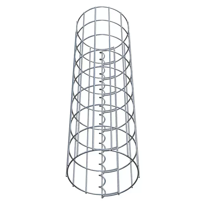 Gabiona Gabionensäule - Durchmesser: 22 cm, Höhe: 80 cm, Stahl, Maschenbreite: 50 mm, Maschenhöhe: 100 mm, Spirale - Zylindrischer, silberfarbener Metallstützkäfig mit zentraler Spiralstruktur.