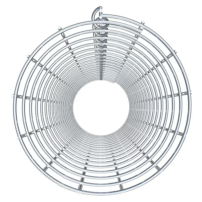 Gabiona Gabionensäule - Durchmesser: 22 cm, Höhe: 90 cm, Stahl, Maschenbreite: 50 mm, Maschenhöhe: 50 mm - Glänzendes silbernes spiralförmiges zylindrisches Metallgitter oder Schutzgeflecht aus konzentrischen Ringen und Verbindungsstangen.