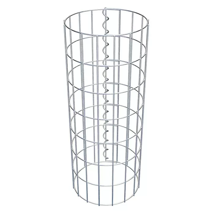 Gabiona Gabionensäule - Durchmesser: 27 cm, Höhe: 70 cm, Stahl, Maschenbreite: 50 mm, Maschenhöhe: 100 mm - Zylindrisches Drahtgitter aus silbernem Metall mit innenliegender Spirale.