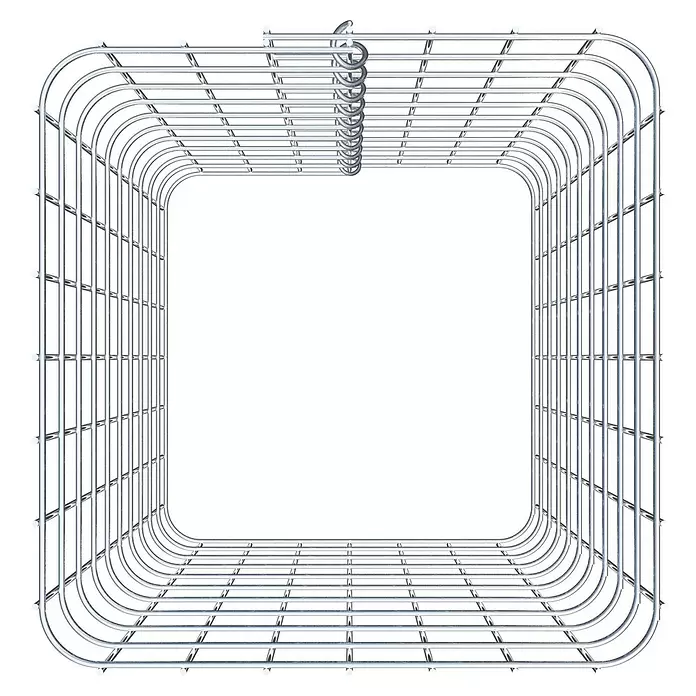 Gabiona Gabionensäule - 37 x 37 x 50 cm, Stahl, Maschenbreite: 50 mm, Maschenhöhe: 50 mm - Silberner Drahtrahmen aus Metall mit abgerundeten Ecken und einem spiralförmigen Aufhängehaken.