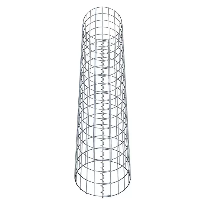 Gabiona Gabionensäule - Durchmesser: 32 cm, Höhe: 170 cm, Stahl, Maschenbreite: 50 mm, Maschenhöhe: 100 mm - Zylindrischer Metall-Drahtgitterkorb mit Gittermuster und innerer Spiralverstärkung.