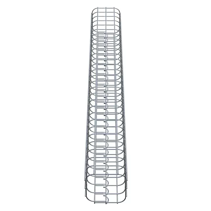 Gabiona Gabionensäule - 17 x 17 x 140 cm, Stahl, Maschenbreite: 50 mm, Maschenhöhe: 50 mm - Silberfarbener Metall-Leiterschutzkäfig mit gebogenen Stangen.
