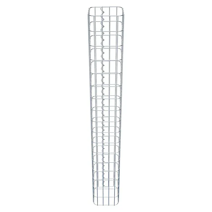 Gabiona Gabionensäule - 22 x 22 x 170 cm, Metall, Maschenbreite: 50 mm, Maschenhöhe: 100 mm - Ein zylindrischer Pflanzkorb aus silbrigem Metall mit Gittermuster und spiralförmiger Stütze in der Mitte. Ideal für Kletterpflanzen im Garten.