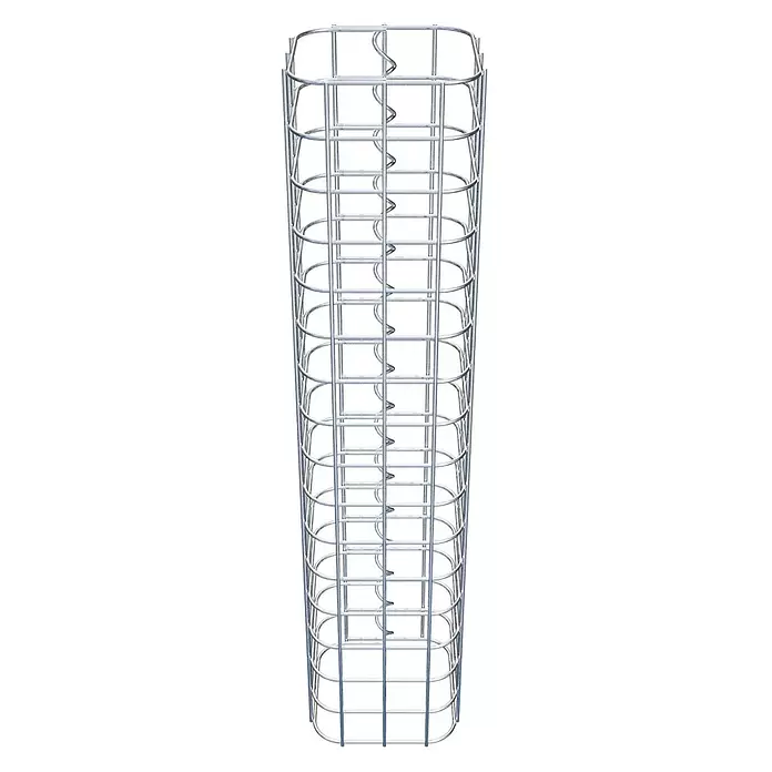Gabiona Gabionensäule - 17 x 80 cm, Stahl, Maschenbreite: 50 mm, Maschenhöhe: 50 mm - Hoher, rechteckiger Käfig aus silbernem Metalldrahtgeflecht mit spiralförmigen Innenstützen.