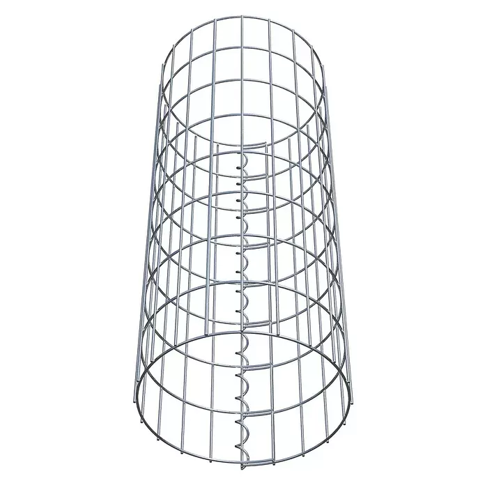 Gabiona Gabionensäule - Durchmesser: 32 cm, Höhe: 80 cm, Stahl, Maschenbreite: 50 mm, Maschenhöhe: 100 mm, Spirale - Silber-grauer zylindrischer Drahtgitterkäfig mit innerer Spiralstütze.