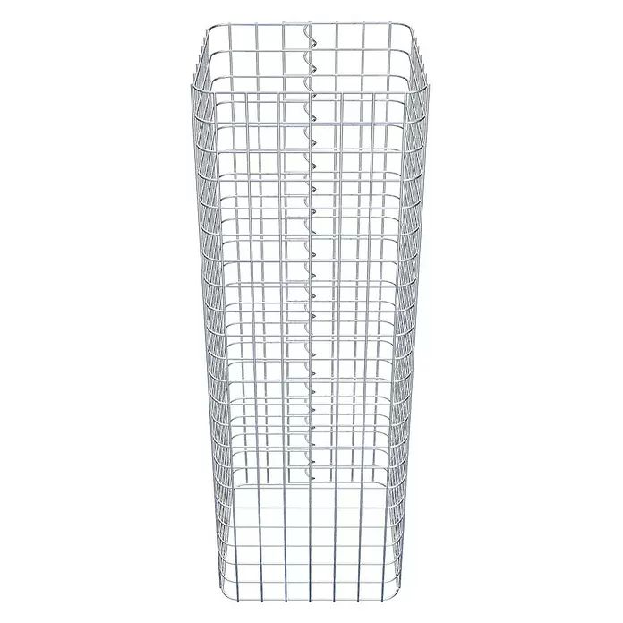 Gabiona Gabionensäule - 37 x 37 x 110 cm, Stahl, Maschenbreite: 50 mm, Maschenhöhe: 50 mm - Silberner Metall-Gabionenkorb, hoch und rechteckig.