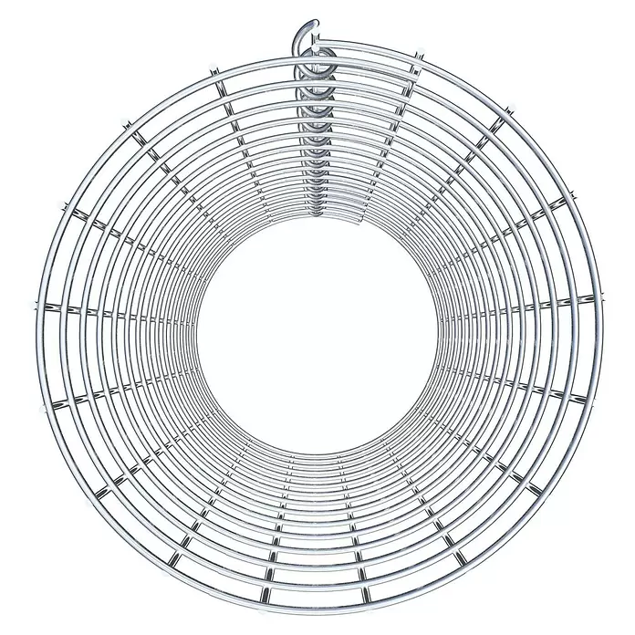 Gabiona Gabionensäule - Durchmesser: 27 cm, Höhe: 70 cm, Stahl, Maschenbreite: 50 mm, Maschenhöhe: 50 mm - Glänzender, silberner zylindrischer Metallspiralkäfig aus dünnen Stäben.