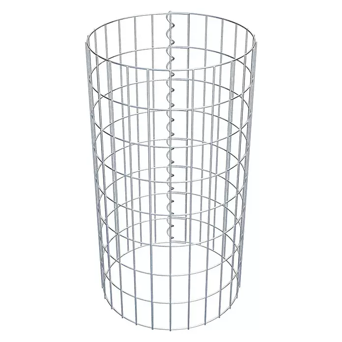 Gabiona Gabionensäule - Durchmesser: 42 cm, Höhe: 80 cm, Stahl, Maschenbreite: 50 mm, Maschenhöhe: 100 mm, Spirale - Zylindrischer Gabionenkorb aus silbernem Metalldraht mit Spiralverbindung.