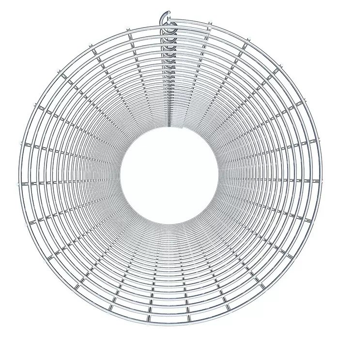 Gabiona Gabionensäule - Durchmesser: 37 cm, Höhe: 150 cm, Stahl, Maschenbreite: 50 mm, Maschenhöhe: 50 mm - Runder, silberner Metallkühlrost oder -korb mit konzentrischen Ringen und Spiralhaken.