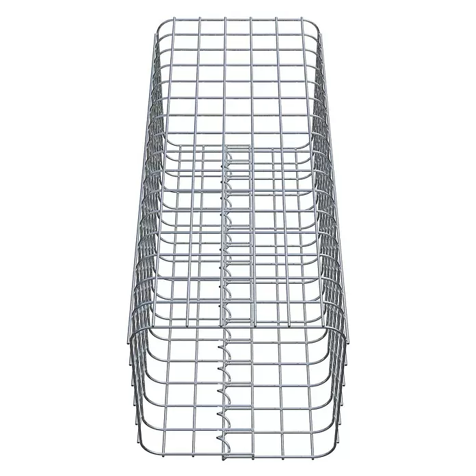 Gabiona Gabionensäule - 32 x 80 cm, Stahl, Maschenbreite: 50 mm, Maschenhöhe: 50 mm - Rechteckiger, silberfarbener Drahtgitterkorb mit Innenteilern, geeignet für Gabionen oder Lagerung.