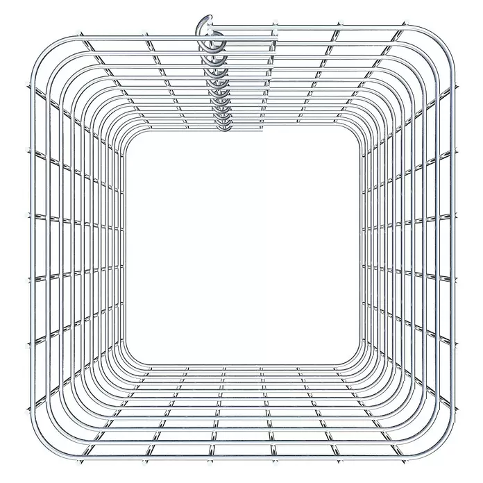 Gabiona Gabionensäule - 32 x 32 x 50 cm, Stahl, Maschenbreite: 50 mm, Maschenhöhe: 50 mm - Silbernes Metall-Quadratgittergestell mit Aufhängehaken.