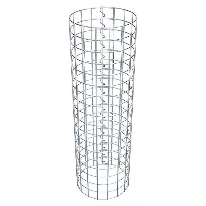 Gabiona Gabionensäule - Durchmesser: 27 cm, Höhe: 90 cm, Stahl, Maschenbreite: 50 mm, Maschenhöhe: 50 mm - Zylindrischer, verzinkter Drahtgitterkorb mit innerer Spiralstütze, geeignet als Gabione oder Pflanzenkäfig.