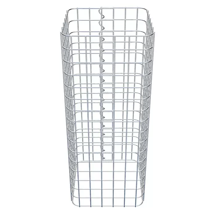 Gabiona Gabionensäule - 32 x 80 cm, Stahl, Maschenbreite: 50 mm, Maschenhöhe: 50 mm - Silberner Drahtgitter-Gabionenkorb, hoch und quadratisch mit sichtbaren Spiralverbindern.