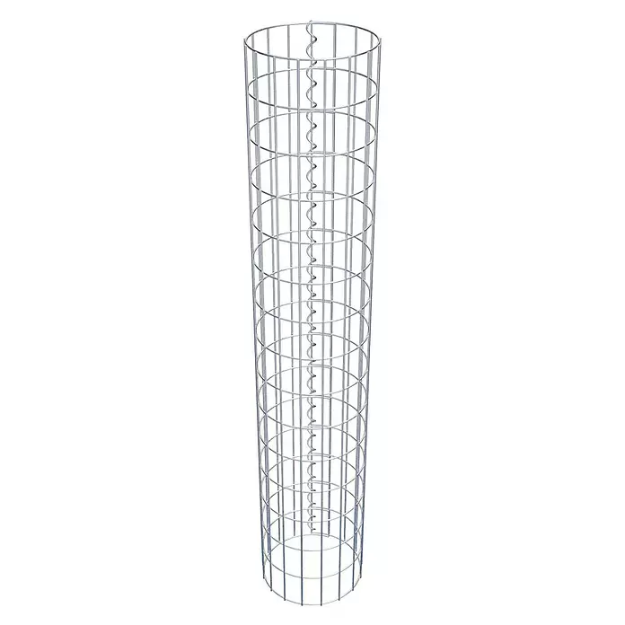 Gabiona Gabionensäule - Durchmesser: 27 cm, Höhe: 150 cm, Stahl, Maschenbreite: 50 mm, Maschenhöhe: 100 mm - Silberfarbener Drahtgeflechtzylinder als Pflanzenstütze.