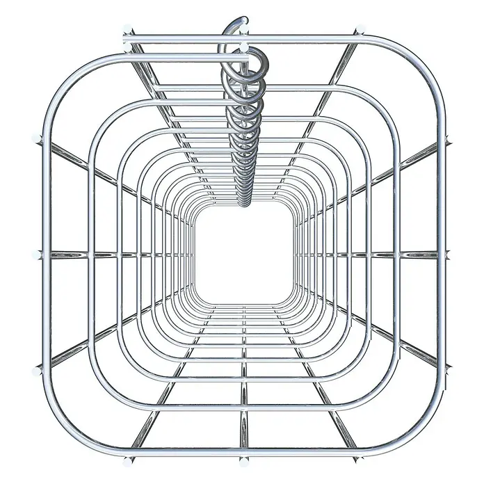 Gabiona Gabionensäule - 17 x 17 x 100 cm, Metall, Maschenbreite: 50 mm, Maschenhöhe: 100 mm - Metallischer Tunnel: Optische Illusion mit quadratischen Rahmen und Spirale erzeugt einen faszinierenden Effekt.
