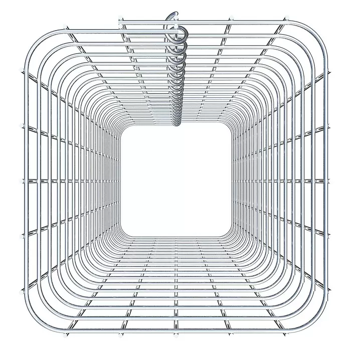 Gabiona Gabionensäule - 27 x 27 x 90 cm, Stahl, Maschenbreite: 50 mm, Maschenhöhe: 50 mm - Glänzender silberner Drahtrahmen oder Korb aus Metall, tunnelförmig mit abgerundeten Ecken, oben mit einer Reihe von Ringen.