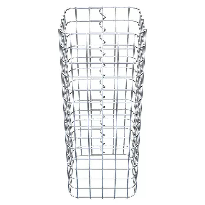 Gabiona Gabionensäule - 27 x 27 x 70 cm, Stahl, Maschenbreite: 50 mm, Maschenhöhe: 50 mm - Rechteckiger Gabionenkorb aus silbernem Metalldraht.