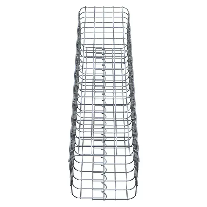 Gabiona Gabionensäule - 27 x 27 x 110 cm, Stahl, Maschenbreite: 50 mm, Maschenhöhe: 50 mm - Silbergrauer rechteckiger Drahtgitterkorb, typischerweise für Gabionen oder Landschaftsbau.