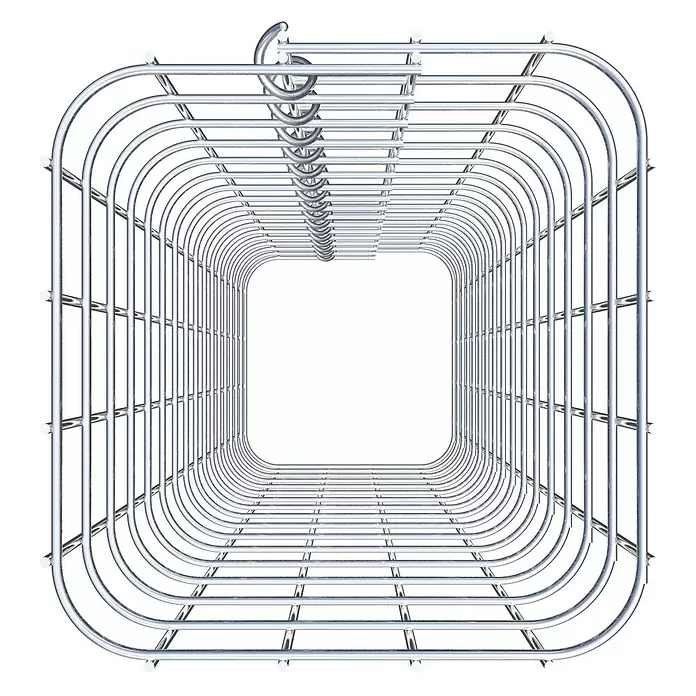 Gabiona Gabionensäule - 22 x 80 cm, Stahl, Maschenbreite: 50 mm, Maschenhöhe: 50 mm - Glänzender verchromter gerundeter quadratischer Gitterrahmen.
