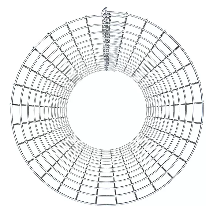 Gabiona Gabionensäule - Durchmesser: 47 cm, Höhe: 130 cm, Stahl, Maschenbreite: 50 mm, Maschenhöhe: 100 mm - Glänzender silberner Drahtgitterzylinder mit innerer Spiralstruktur.