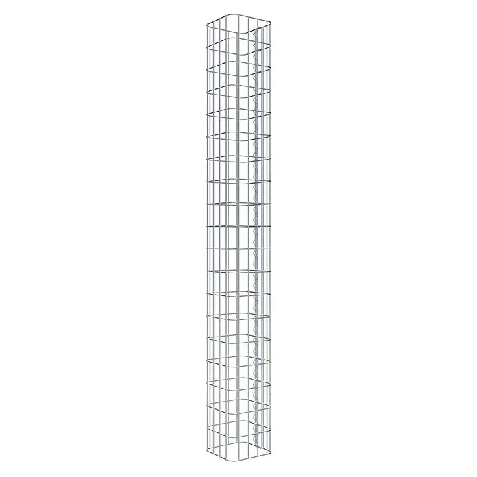 Gabiona Gabionensäule - 22 x 22 x 190 cm, Metall, Maschenbreite: 50 mm, Maschenhöhe: 100 mm - Ein langer, schlanker Gabionenkorb aus verzinktem Drahtgeflecht, ideal für dekorative Steinsäulen im Garten.