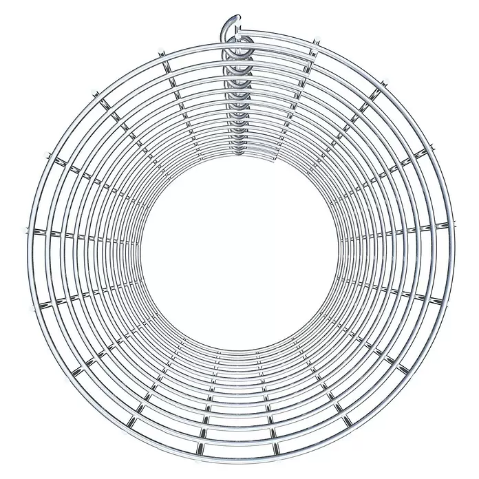 Gabiona Gabionensäule - Durchmesser: 27 cm, Höhe: 60 cm, Stahl, Maschenbreite: 50 mm, Maschenhöhe: 50 mm - Glänzendes silbernes Metall-Spiralgestell, das ein zylindrisches Gitter bildet.