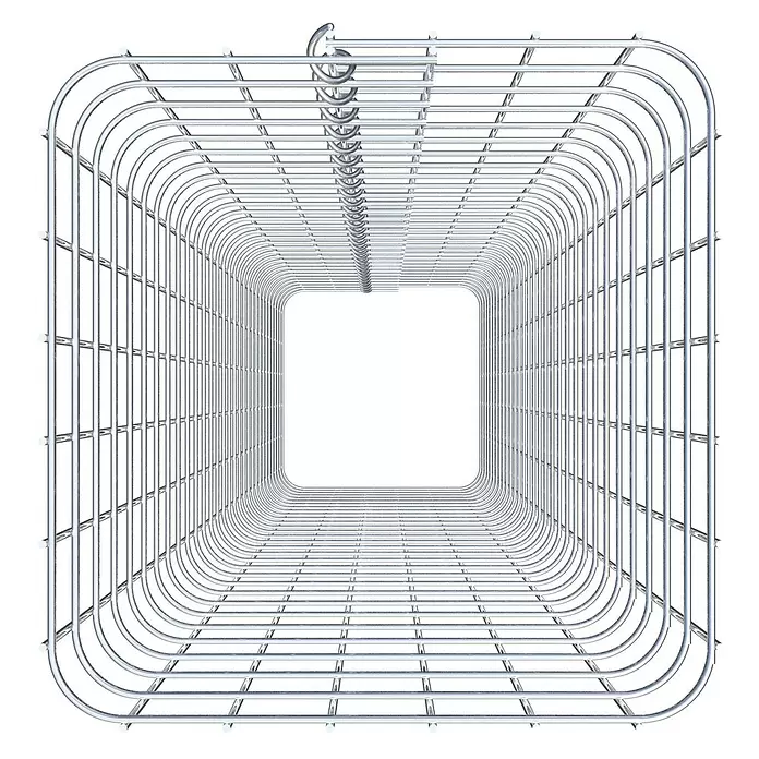 Gabiona Gabionensäule - 32 x 32 x 150 cm, Stahl, Maschenbreite: 50 mm, Maschenhöhe: 50 mm - Silberner Metallgitterkorb mit abgerundeten Ecken und Aufhängeösen.