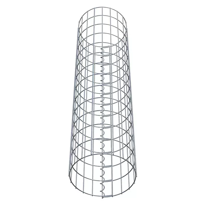 Gabiona Gabionensäule - Durchmesser: 32 cm, Höhe: 130 cm, Stahl, Maschenbreite: 50 mm, Maschenhöhe: 100 mm - Zylindrische Drahtgitterstruktur mit innerer Spiralstütze.