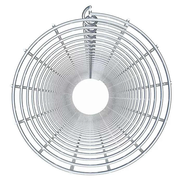 Gabiona Gabionensäule - Durchmesser: 22 cm, Höhe: 140 cm, Stahl, Maschenbreite: 50 mm, Maschenhöhe: 50 mm - Silbernes Metall-Spiralgitter, eventuell ein Lüfterschutz oder Schutzkäfig.