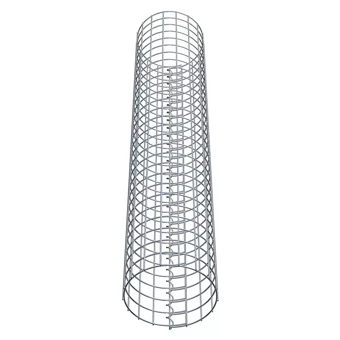 Gabiona Gabionensäule - Durchmesser: 27 cm, Höhe: 140 cm, Stahl, Maschenbreite: 50 mm, Maschenhöhe: 50 mm - Zylindrischer Bewehrungskorb aus silbernem Metalldraht mit innenliegender Helixstruktur.