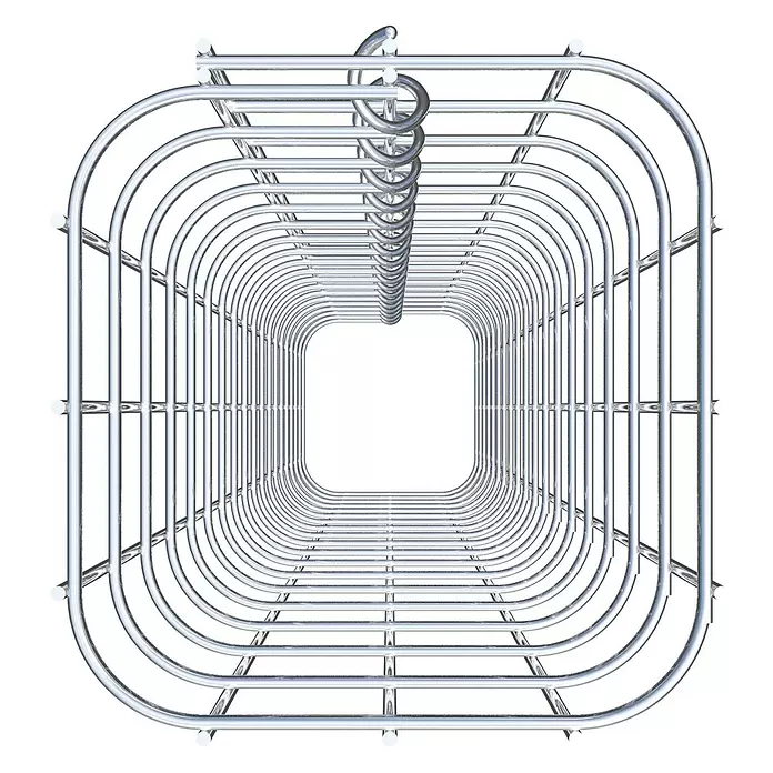 Gabiona Gabionensäule - 17 x 17 x 90 cm, Stahl, Maschenbreite: 50 mm, Maschenhöhe: 50 mm - Glänzendes Chrom-Drahtregal in Tunnelform mit oberen Aufhängehaken.