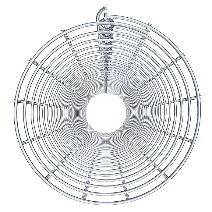Gabiona Gabionensäule - Durchmesser: 22 cm, Höhe: 150 cm, Stahl, Maschenbreite: 50 mm, Maschenhöhe: 50 mm - Glänzendes silbernes Metallspiralgitter, das einen sich verjüngenden Tunnel bildet.