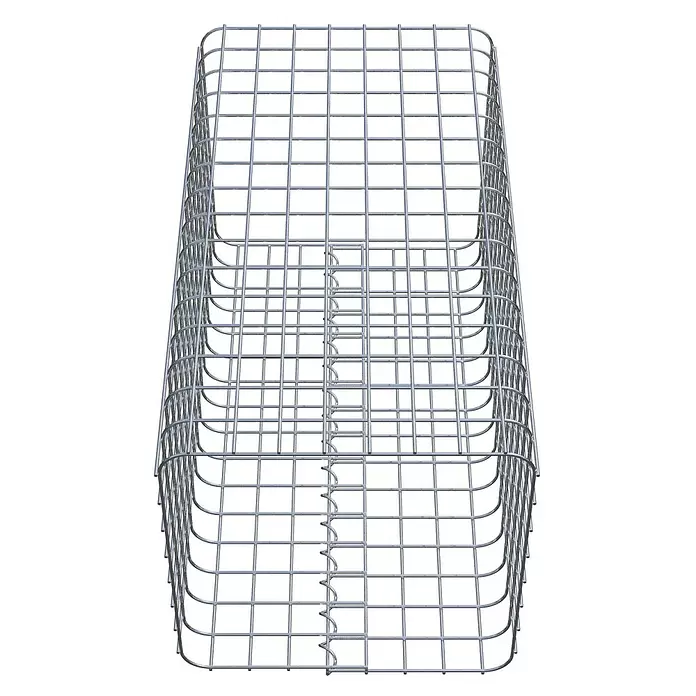Gabiona Gabionensäule - 42 x 80 cm, Stahl, Maschenbreite: 50 mm, Maschenhöhe: 50 mm - Silberfarbener rechteckiger Drahtkorb aus Gittergeflecht mit internen Trennwänden.