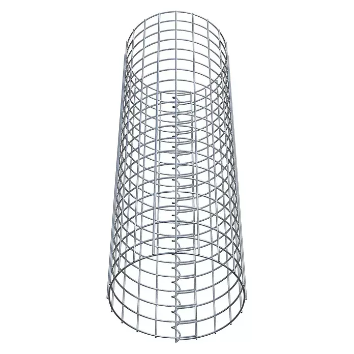 Gabiona Gabionensäule - Durchmesser: 32 cm, Höhe: 100 cm, Stahl, Maschenbreite: 50 mm, Maschenhöhe: 50 mm - Silberner zylindrischer Drahtgeflecht-Baumschutzkorb aus Metall.