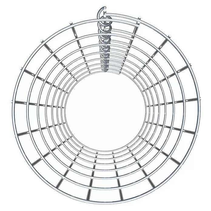 Gabiona Gabionensäule - Durchmesser: 27 cm, Höhe: 70 cm, Stahl, Maschenbreite: 50 mm, Maschenhöhe: 100 mm - Silbernes, metallisches Rundgitter-Regal mit Spiralaufsatz.