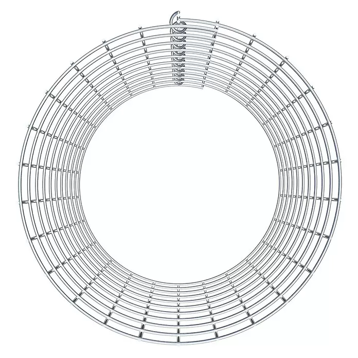 Gabiona Gabionensäule - Durchmesser: 42 cm, Höhe: 50 cm, Stahl, Maschenbreite: 50 mm, Maschenhöhe: 50 mm - Rundes Chrom-Metallgittergestell mit oberer Hängespirale.