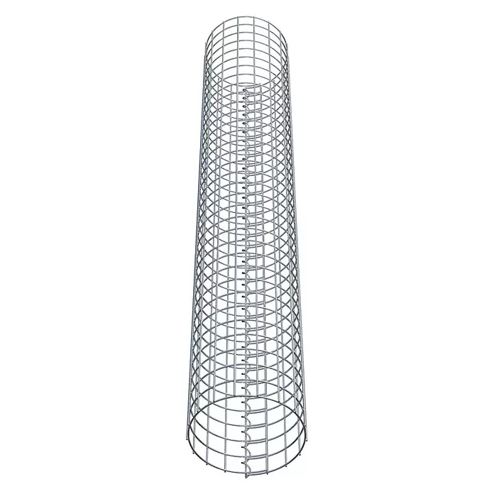Gabiona Gabionensäule - Durchmesser: 27 cm, Höhe: 170 cm, Stahl, Maschenbreite: 50 mm, Maschenhöhe: 50 mm - Zylindrischer Metallbewehrungskorb mit Gitterstruktur und innerem Spiralelement.