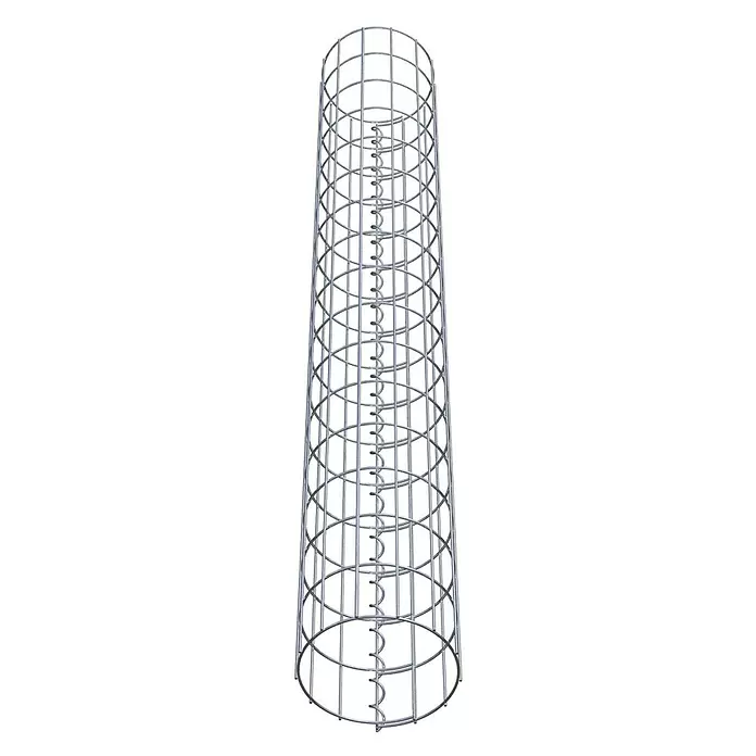 Gabiona Gabionensäule - Durchmesser: 22 cm, Höhe: 160 cm, Stahl, Maschenbreite: 50 mm, Maschenhöhe: 100 mm, Spirale - Zylindrischer silbergrauer Metall-Drahtkäfig mit einer Innenspirale.