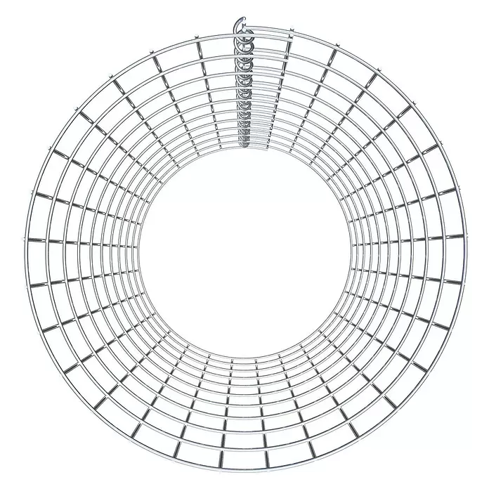 Gabiona Gabionensäule - Durchmesser: 47 cm, Höhe: 100 cm, Stahl, Maschenbreite: 50 mm, Maschenhöhe: 100 mm - Silberne zylindrische Metallgitterstruktur mit einem spiralförmigen Element oben.